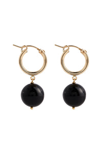 Boule Hoops Black Tourmaline Gold