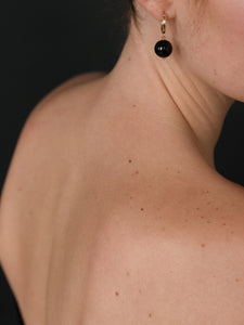 Boule Hoops Black Tourmaline Gold