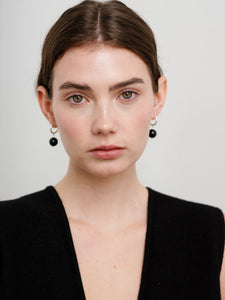 Boule Hoops Black Tourmaline Silver