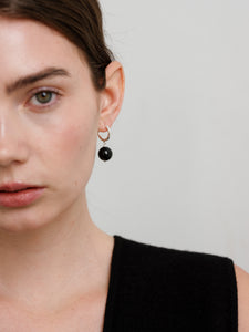 Boule Hoops Black Tourmaline Silver